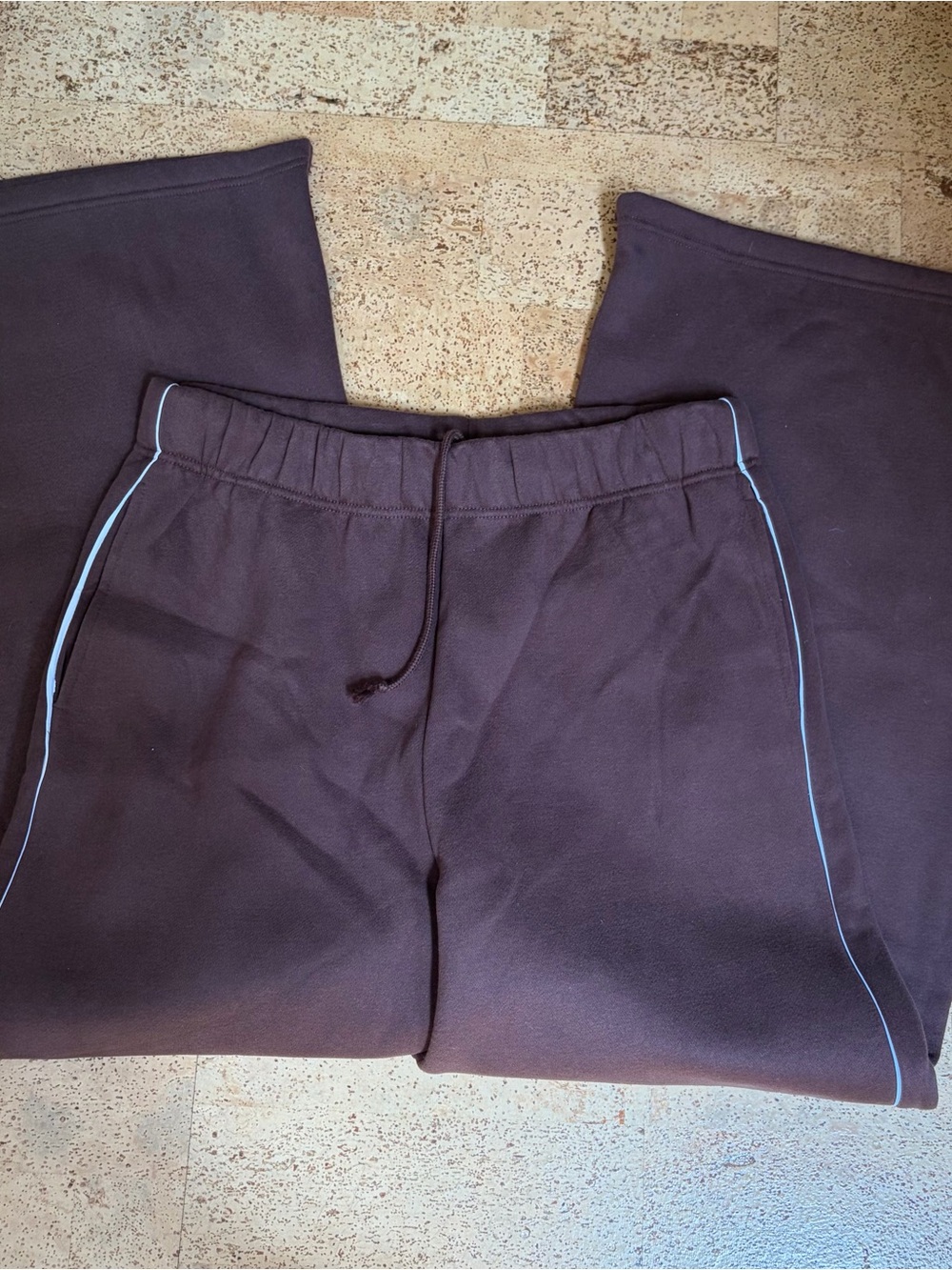 Women’s Black Track Joggers with White Side Piping